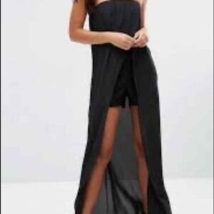 NWT‎ ASOS Black Bandeau Maxi Playsuit Dress Size 0